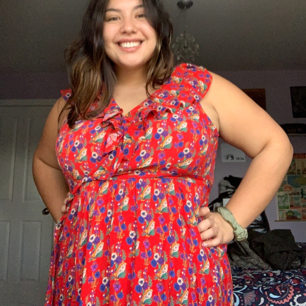 New anthro Maeve wrap dress floral motif